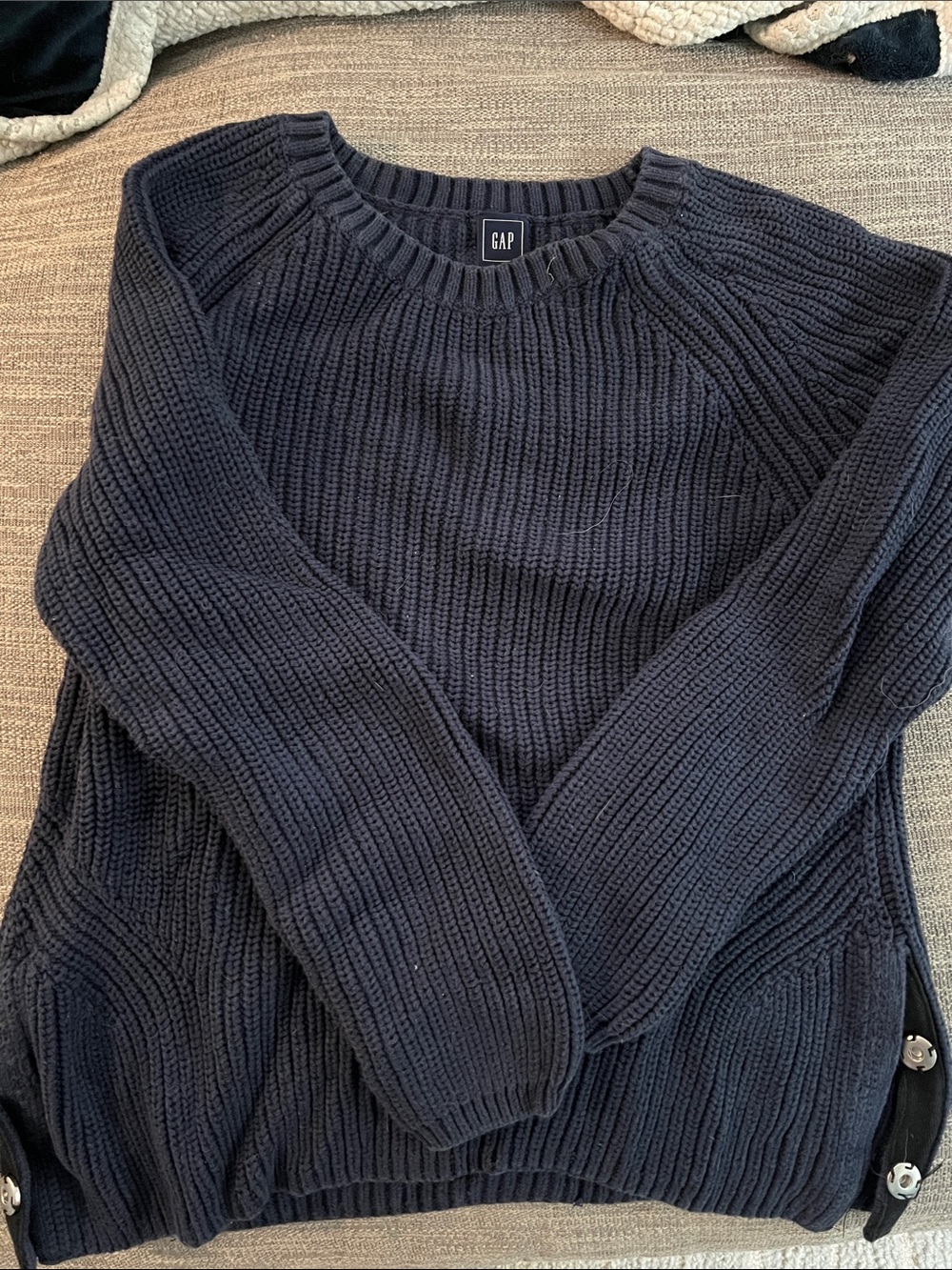 GAP Women's Dark Navy Ribbed Crew Sweater